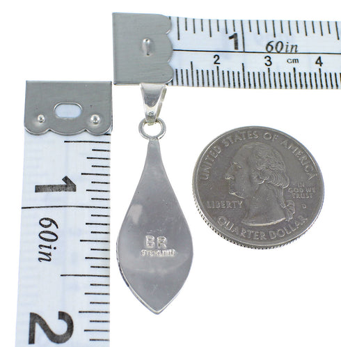 Sterling Silver Jet And Mother of Pearl Inlay Southwest Pendant VX54908